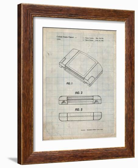 PP451-Antique Grid Parchment Nintendo 64 Game Cartridge Patent Poster-Cole Borders-Framed Giclee Print