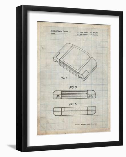 PP451-Antique Grid Parchment Nintendo 64 Game Cartridge Patent Poster-Cole Borders-Framed Giclee Print