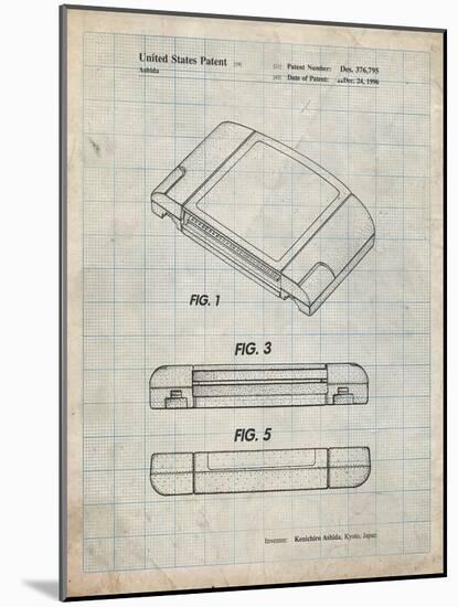 PP451-Antique Grid Parchment Nintendo 64 Game Cartridge Patent Poster-Cole Borders-Mounted Giclee Print