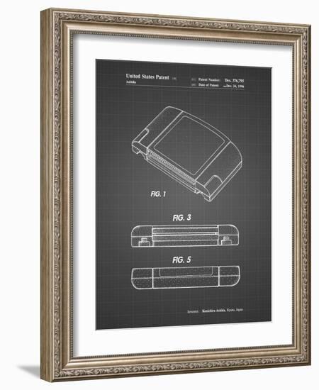 PP451-Black Grid Nintendo 64 Game Cartridge Patent Poster-Cole Borders-Framed Giclee Print