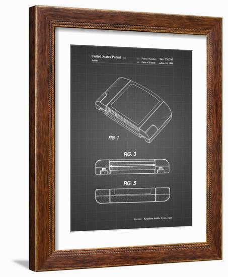 PP451-Black Grid Nintendo 64 Game Cartridge Patent Poster-Cole Borders-Framed Giclee Print