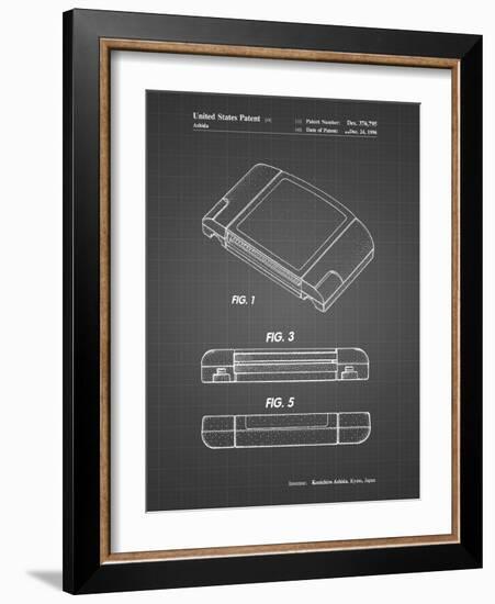 PP451-Black Grid Nintendo 64 Game Cartridge Patent Poster-Cole Borders-Framed Giclee Print