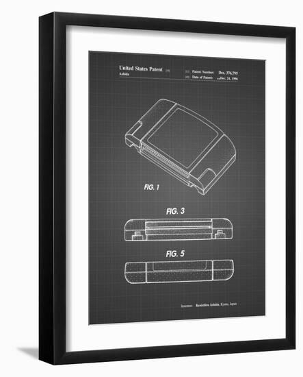 PP451-Black Grid Nintendo 64 Game Cartridge Patent Poster-Cole Borders-Framed Giclee Print