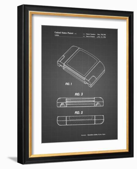 PP451-Black Grid Nintendo 64 Game Cartridge Patent Poster-Cole Borders-Framed Giclee Print