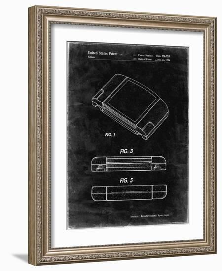 PP451-Black Grunge Nintendo 64 Game Cartridge Patent Poster-Cole Borders-Framed Giclee Print