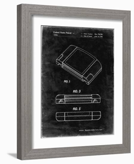 PP451-Black Grunge Nintendo 64 Game Cartridge Patent Poster-Cole Borders-Framed Giclee Print