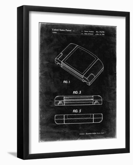 PP451-Black Grunge Nintendo 64 Game Cartridge Patent Poster-Cole Borders-Framed Giclee Print