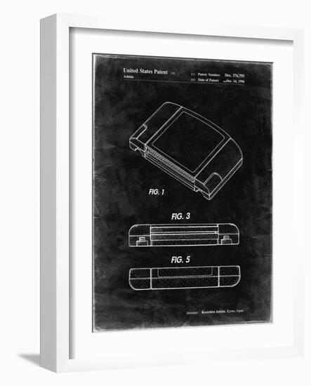 PP451-Black Grunge Nintendo 64 Game Cartridge Patent Poster-Cole Borders-Framed Giclee Print