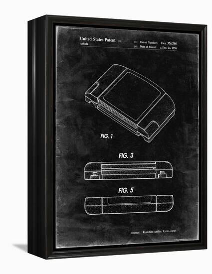 PP451-Black Grunge Nintendo 64 Game Cartridge Patent Poster-Cole Borders-Framed Premier Image Canvas