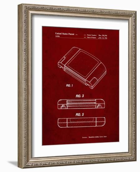 PP451-Burgundy Nintendo 64 Game Cartridge Patent Poster-Cole Borders-Framed Giclee Print