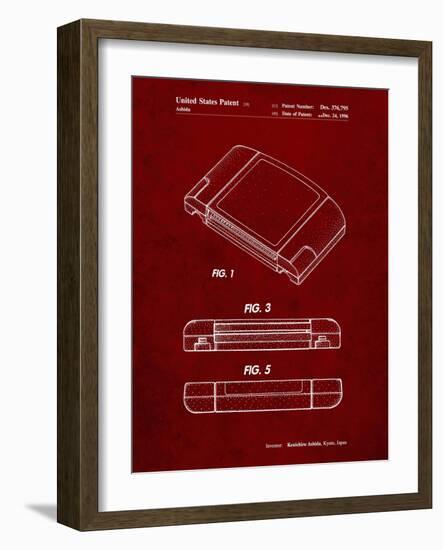 PP451-Burgundy Nintendo 64 Game Cartridge Patent Poster-Cole Borders-Framed Giclee Print