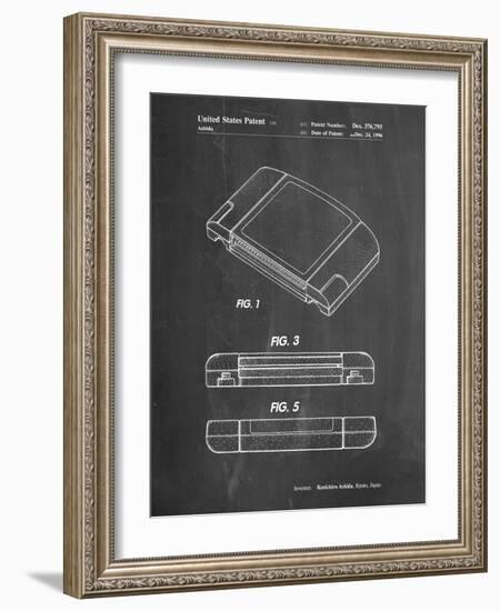 PP451-Chalkboard Nintendo 64 Game Cartridge Patent Poster-Cole Borders-Framed Giclee Print