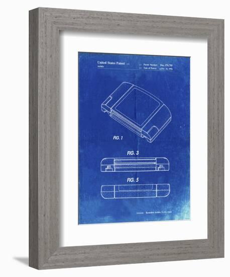 PP451-Faded Blueprint Nintendo 64 Game Cartridge Patent Poster-Cole Borders-Framed Giclee Print