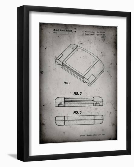 PP451-Faded Grey Nintendo 64 Game Cartridge Patent Poster-Cole Borders-Framed Giclee Print