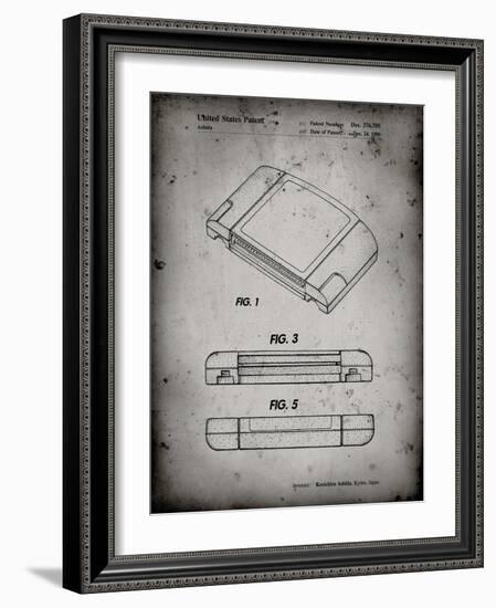 PP451-Faded Grey Nintendo 64 Game Cartridge Patent Poster-Cole Borders-Framed Giclee Print