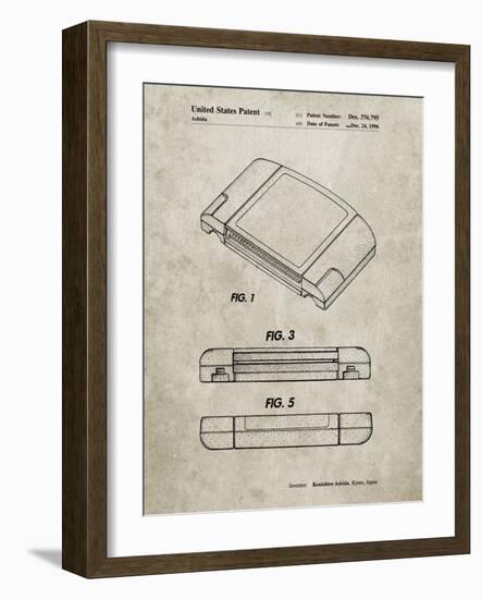 PP451-Sandstone Nintendo 64 Game Cartridge Patent Poster-Cole Borders-Framed Giclee Print