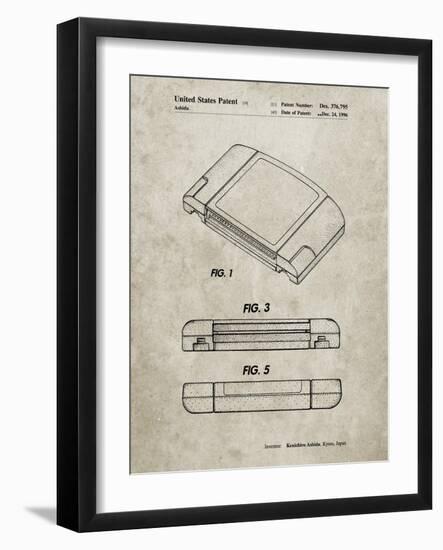 PP451-Sandstone Nintendo 64 Game Cartridge Patent Poster-Cole Borders-Framed Giclee Print
