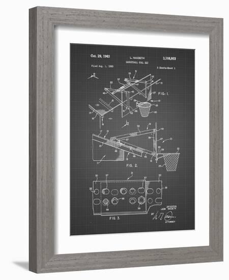 PP454-Black Grid Basketball Adjustable Goal 1962 Patent Poster-Cole Borders-Framed Giclee Print