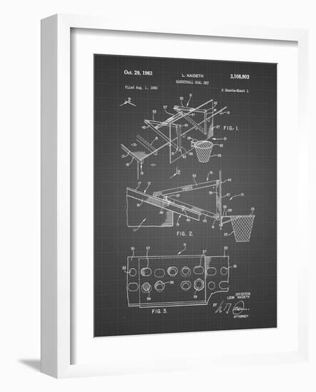 PP454-Black Grid Basketball Adjustable Goal 1962 Patent Poster-Cole Borders-Framed Giclee Print