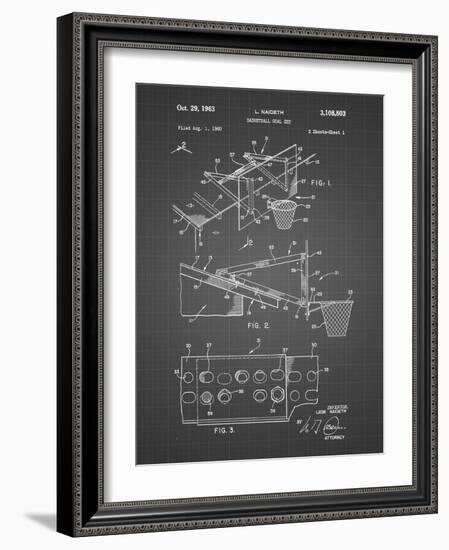 PP454-Black Grid Basketball Adjustable Goal 1962 Patent Poster-Cole Borders-Framed Giclee Print