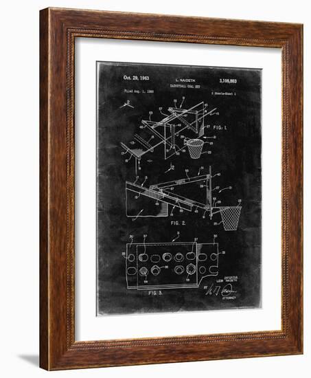 PP454-Black Grunge Basketball Adjustable Goal 1962 Patent Poster-Cole Borders-Framed Giclee Print