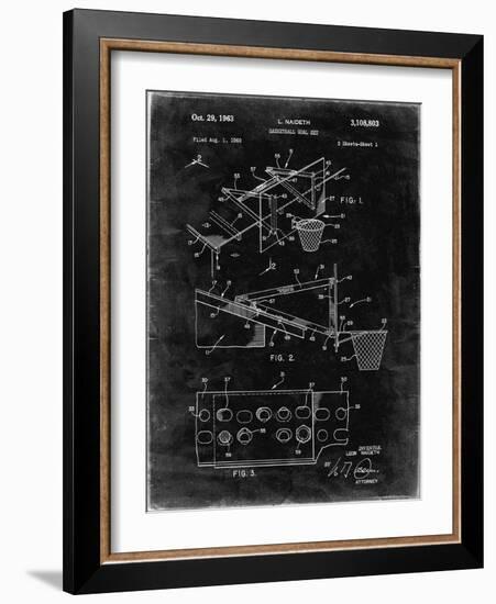 PP454-Black Grunge Basketball Adjustable Goal 1962 Patent Poster-Cole Borders-Framed Giclee Print