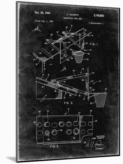 PP454-Black Grunge Basketball Adjustable Goal 1962 Patent Poster-Cole Borders-Mounted Giclee Print
