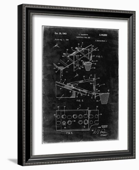 PP454-Black Grunge Basketball Adjustable Goal 1962 Patent Poster-Cole Borders-Framed Giclee Print