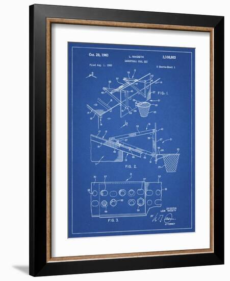 PP454-Blueprint Basketball Adjustable Goal 1962 Patent Poster-Cole Borders-Framed Giclee Print