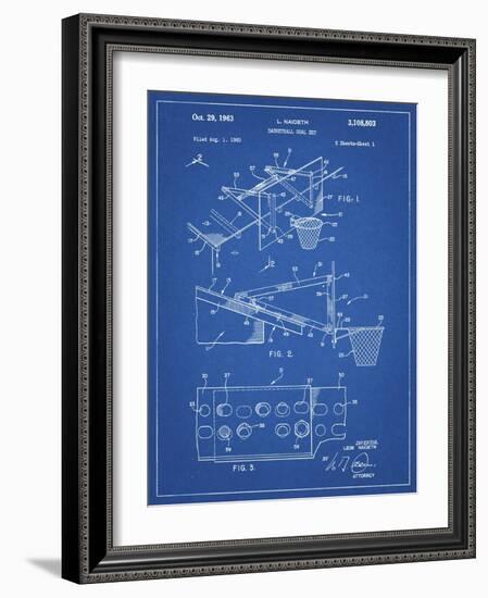 PP454-Blueprint Basketball Adjustable Goal 1962 Patent Poster-Cole Borders-Framed Giclee Print