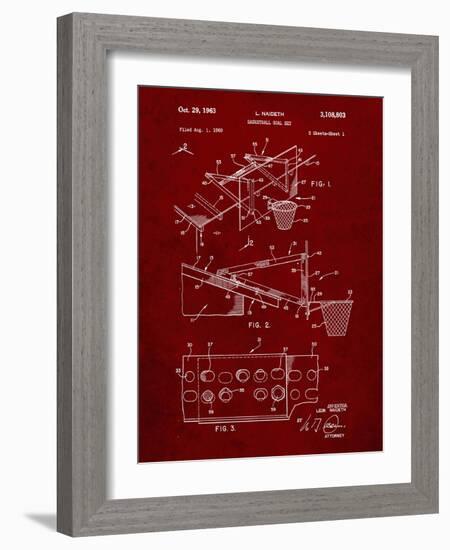 PP454-Burgundy Basketball Adjustable Goal 1962 Patent Poster-Cole Borders-Framed Giclee Print