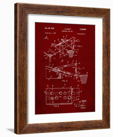 PP454-Burgundy Basketball Adjustable Goal 1962 Patent Poster-Cole Borders-Framed Giclee Print