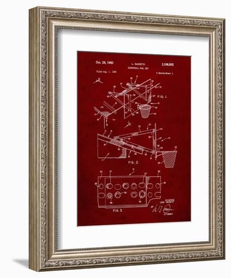 PP454-Burgundy Basketball Adjustable Goal 1962 Patent Poster-Cole Borders-Framed Giclee Print