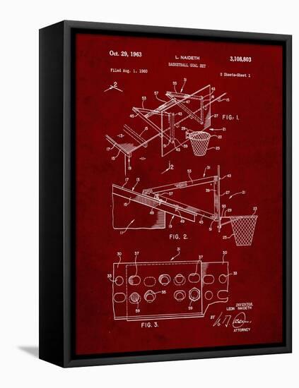 PP454-Burgundy Basketball Adjustable Goal 1962 Patent Poster-Cole Borders-Framed Premier Image Canvas