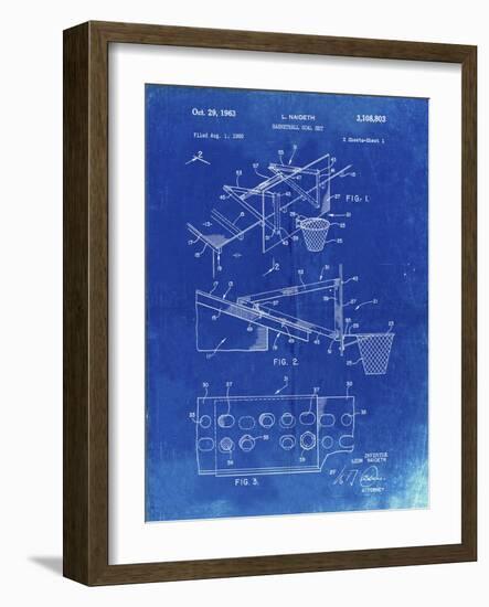 PP454-Faded Blueprint Basketball Adjustable Goal 1962 Patent Poster-Cole Borders-Framed Giclee Print