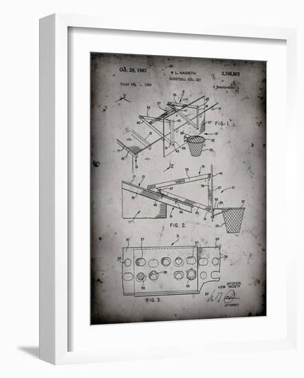 PP454-Faded Grey Basketball Adjustable Goal 1962 Patent Poster-Cole Borders-Framed Giclee Print