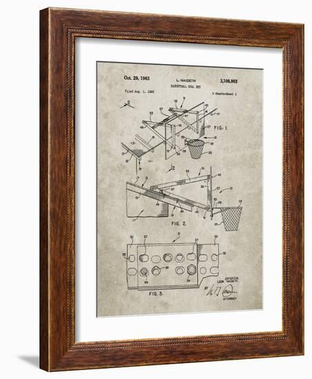 PP454-Sandstone Basketball Adjustable Goal 1962 Patent Poster-Cole Borders-Framed Giclee Print