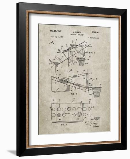 PP454-Sandstone Basketball Adjustable Goal 1962 Patent Poster-Cole Borders-Framed Giclee Print