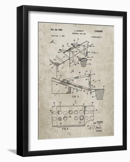 PP454-Sandstone Basketball Adjustable Goal 1962 Patent Poster-Cole Borders-Framed Giclee Print