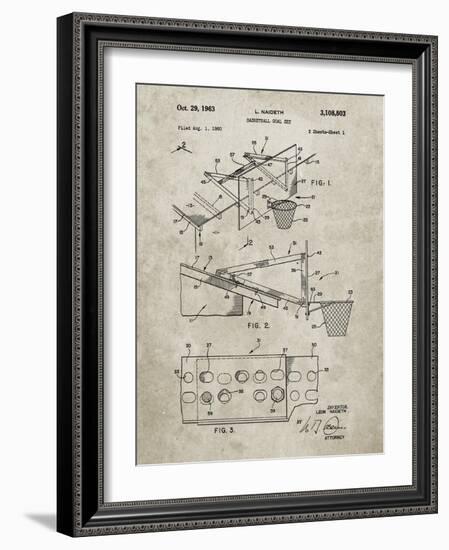 PP454-Sandstone Basketball Adjustable Goal 1962 Patent Poster-Cole Borders-Framed Giclee Print