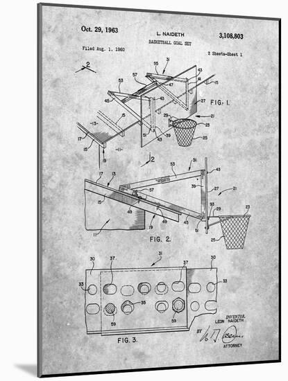 PP454-Slate Basketball Adjustable Goal 1962 Patent Poster-Cole Borders-Mounted Giclee Print