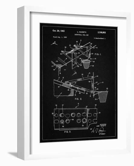 PP454-Vintage Black Basketball Adjustable Goal 1962 Patent Poster-Cole Borders-Framed Giclee Print
