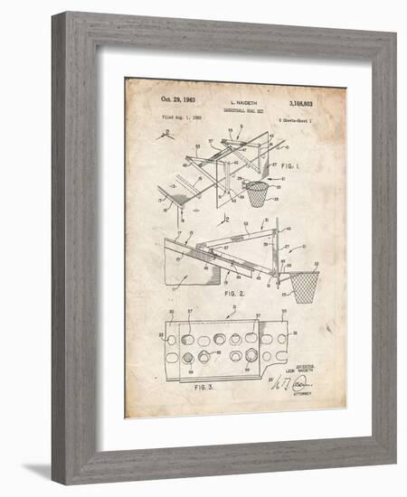 PP454-Vintage Parchment Basketball Adjustable Goal 1962 Patent Poster-Cole Borders-Framed Giclee Print