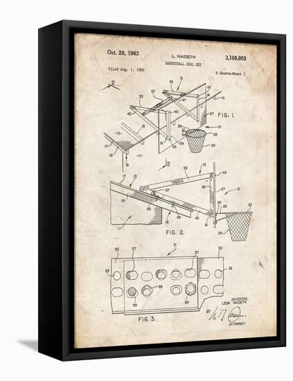 PP454-Vintage Parchment Basketball Adjustable Goal 1962 Patent Poster-Cole Borders-Framed Premier Image Canvas