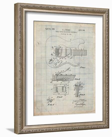 PP46 Antique Grid Parchment-Borders Cole-Framed Giclee Print