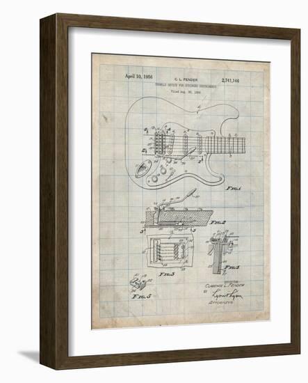 PP46 Antique Grid Parchment-Borders Cole-Framed Giclee Print