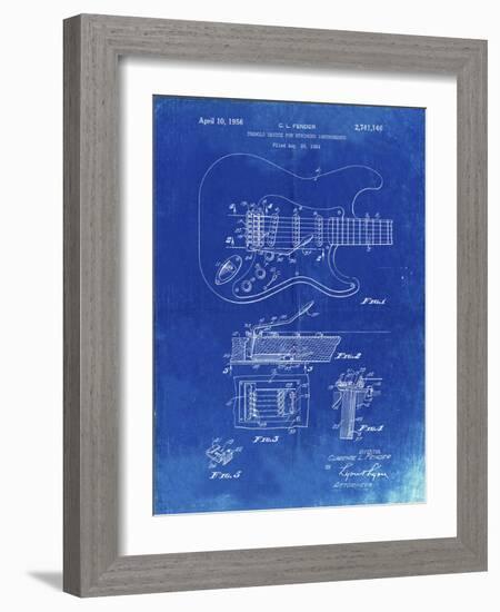 PP46 Faded Blueprint-Borders Cole-Framed Giclee Print