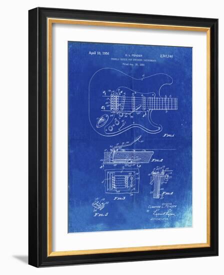 PP46 Faded Blueprint-Borders Cole-Framed Giclee Print