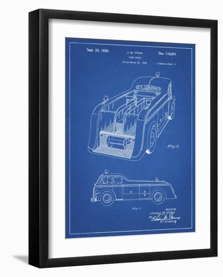 PP462-Blueprint Firetruck 1939 Two Image Patent Poster-Cole Borders-Framed Giclee Print