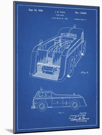 PP462-Blueprint Firetruck 1939 Two Image Patent Poster-Cole Borders-Mounted Giclee Print